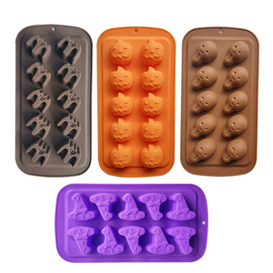 <span class=keywords><strong>Moule</strong></span> en silicone à 10 cavités en forme de crâne pour chocolat, qualité alimentaire, pour gâteaux d'Halloween (fantômes, chauves-souris), vente en gros directe usine - Product Image 4