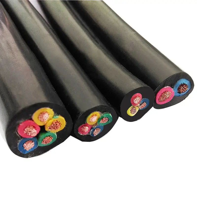 Cable MultiCore 2 3 4 5 Core Cable de alambre 0,75 MM 1,5 MM 2,5 MM 4MM 8mm2 Cable de goma de cobre 16mm 4 Core cable flexible de goma