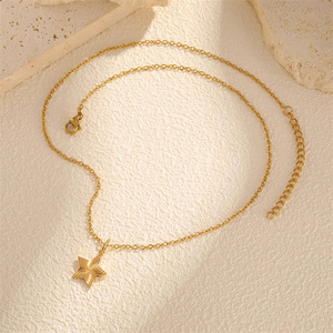 Línea espiral sin deslustre para mujer, colgante de estrella de la suerte, patrón de remolino, Gargantilla de estrella de noche de verano, collar - Product Image 6