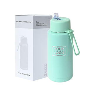 Botella de Agua de Viaje de Acero Inoxidable con Aislamiento de Doble Pared y Logotipo Personalizado, 34 oz/1000 ml, Termo de Vacío, 12-24 Horas de Temperatura - Product Image 1