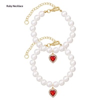 Collier pour chien et chat, style princesse, perles, cœur en strass coloré, taille réglable, toutes saisons