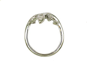 แหวนทองคำขาว 18K ประดับเพชรทรงใบไม้คู่ ดีไซน์เปิดวง โรแมนติก แรงบันดาลใจจากธรรมชาติ เครื่องประดับหรูหราสำหรับผู้หญิง - Product Image 3