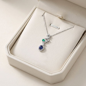 High Quality Wholesale Luxury Multi-color Jewelry 18K Solid Gold Natural Sapphire And <b>Emerald</b> Natural Diamonds <b>Pendant</b> Necklace - Product Image 6
