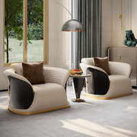 Ensemble de canapés de salon de luxe en bois laqué courbé et microfibre, design italien, solution clé en main pour projets de villas modernes