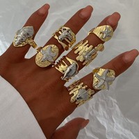 XILIANGFEIZI Produit transfrontalier très demandé Bague ouverte de luxe et tendance à l'inspiration marine avec motifs étoile de mer, coquillage et cocotier