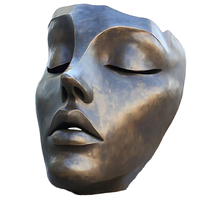Statue faciale 3D à grande échelle faite à la main, sculpture de visage en métal en résine de conception abstraite Art déco personnalisée pour la décoration de jardin