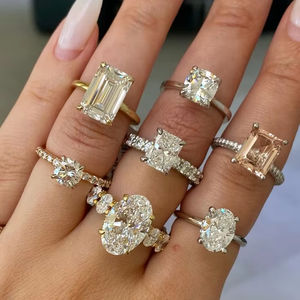 Factory Direct Classic Moissan ite Ring 18 Karat Gold & Rhodiniert S925 Silber Versprechen Ewigkeit Ehering Ring - Product Image 2