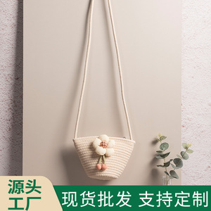 Summer <b>Straw</b> Woven Crossbody <b>Bag</b> With Cat Face Design For Women Casual Bohemian Style Small Shoulder <b>Bag</b> Portable Phone <b>Bag</b> - Product Image 4