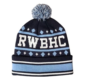 <strong>New</strong> <strong>Fashion</strong> Sport Knitted <strong>Pom</strong> <strong>Pom</strong> <strong>Beanie</strong> Hat Cap Stripped <strong>Beanies</strong> Custom Jacquard <strong>Beanie</strong> - Product Image 1