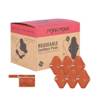 Nouveau 2024 Ensemble de 6 Pièces de Serviettes Hygiéniques Lavables en Charbon de Bambou à Impression Numérique Occidentale, pour Soins Post-partum et <span class=keywords><strong>Allaitement</strong></span> Maternité - Product Image 6