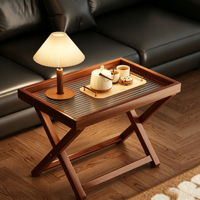 Table basse pliante compacte pour petits appartements - Cadre en bois minimaliste, plateau en acrylique, table multifonctionnelle pour canapé, table de chevet, maison
