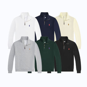 Pull-over Polo en Coton Brodé de Luxe Décontracté à Col Zippé pour Homme, Tricot Personnalisé RL Ralphes, Chandails Tricotés pour Hommes - Product Image 1