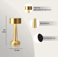 Lampe de table à LED USB OEM/ODM en métal avec variateur tactile 3000-6500K, corps en fer moderne, alimentée par batterie pour la maison, l'hôtel et le bureau
