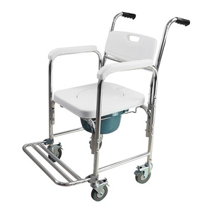 Shunkangtai <b>Commode</b> <b>Chair</b> With Backrest And Armrests Wheeled Toilet Stool Transfer <b>Chair</b> White - Product Image 1