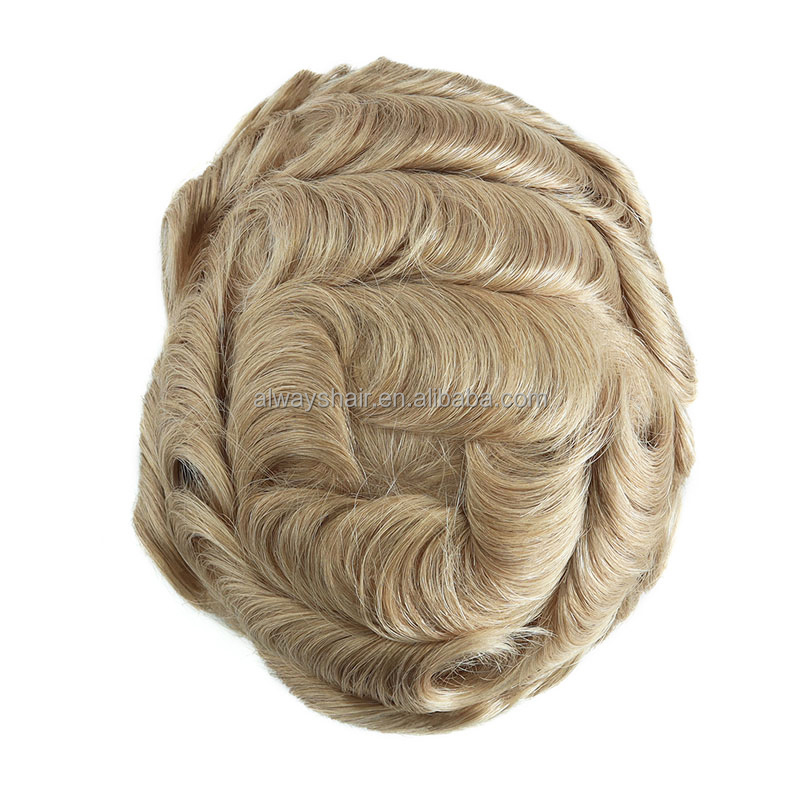 6 Inches Indian Human Hair Men Toupee French Lace Front Bleached Knots 8x10 Size Hair Replacement System Natural Hairline