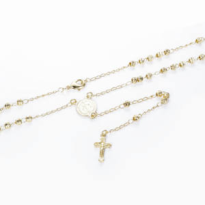 CM 보석 도매 14K 금도금 황동 여성 종교 가톨릭 기독교 묵주 체인 비즈 크로스 펜던트 묵주 목걸이 - Product Image 5