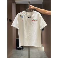 T-shirt à manches courtes vintage pour hommes avec Niche Design Gradient Cut-Hole Loose Hip Hop Style
