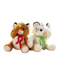 Peluche Tigre Mignon et Timide, Jouet en Peluche Doux avec Écharpe Tricotée pour Enfants, Cadeau, Décoration de Table, Vente en Gros, Personnalisation Prise en Charge