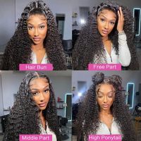 Perruque de cheveux humains brésiliens vierges HD pour dentelle frontale Deep Wave Curly Transparent Lace Front Black Perruque pour femmes