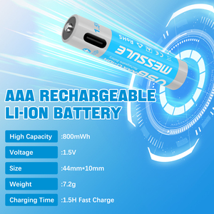 Baterías AAA de iones de litio recargables de carga rápida de 1,5 V, V, 800mWh, tamaño <span class=keywords><strong>Triple</strong></span> <span class=keywords><strong>A</strong></span>, iones de litio cilíndricos para electrodomésticos - Product Image 5