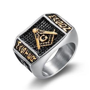 Anillo Masónico de Tungsteno, Anillos de Campeonato Masónicos, Oro, Acero Inoxidable, Plata, Personalizado, para Hombre, Metal, Religioso - Product Image 1