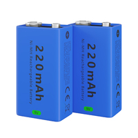 GREATPOWER 6F22 9V 220mAh Baterai Isi Ulang Ni-MH 1000 Siklus Ramah Lingkungan untuk Peralatan Listrik, Mainan, Peralatan Rumah Tangga
