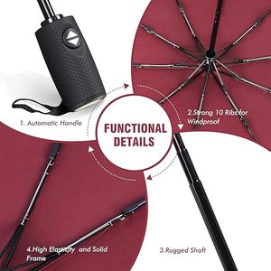 <span class=keywords><strong>Parapluie</strong></span> résistant coupe-vent double couche entièrement automatique pluie hommes femmes 10K Parasol fort voyage pliable mâle grands parapluies - Product Image 4