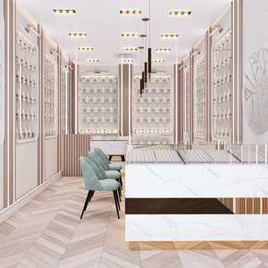 ตู้โชว์เครื่องประดับสุดหรูโต๊ะโชว์แก้วพร้อมลิ้นชักไฟ LED เป็นมิตรต่อสิ่งแวดล้อมดีไซน์ภายในร้านเครื่องประดับ - Product Image 1