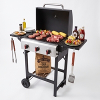 Barbecue à gaz GPL BENSUN Premium robuste pour extérieur, 3 brûleurs, allumage piézoélectrique, tables latérales pliables, chariot en acier inoxydable