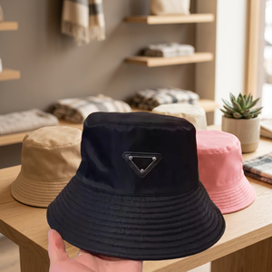 Celebrity Style Striped Nylon Triangle Label Letter Fisherman Hat Women's Breathable Outdoor Face Covering <b>Sequin</b> Embroidery - Product Image 3