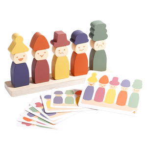 Jeu de blocs d'empilage et de correspondance des expressions en bois RIZON Montessori pour l'éducation de la petite enfance, certifié EN71, ensemble de jouets pour tout-petits - Product Image 4