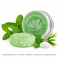 Champú Sólido Natural con Extracto de Menta, Aceite de Coco y Aceite de Árbol de Té, Equilibra la Grasa del Cabello, Fortalece el Cabello, OEM, ODM, Marca Privada