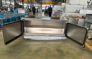 Heavy Duty 60" X 24"x 24" Aluminum <strong>Tool</strong> <strong>Box</strong> Flatbed Semi Double Door Barndoor Style <strong>Trailer</strong> Lockable <strong>Tool</strong> Cabinet - Product Image 4