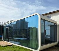 Maison préfabriquée modulaire moderne de luxe à double étage en verre, type cabane Apple, Tiny Hom