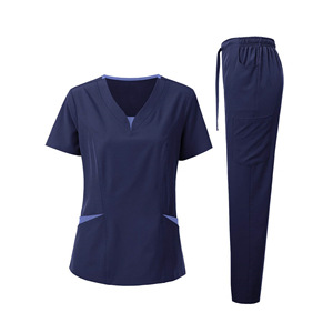 Women Hospital Scrubs Set Moisture Wicking V-Neck Top And Pants For Nursing Work Uniforms - Product Image 2