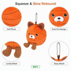 Porte-clés en peluche Squishy Fox Basketball, pendentif animal mignon avec ballon de sport, jouet anti-stress en polyester doux, breloque à suspendre, vente en gros - Product Image 2