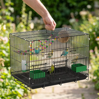 Cage d'élevage pour oiseaux Cutepet, grande, luxueuse, pliable, écologique, en fer thermolaqué, avec plateau en plastique, motif solide, fermeture à bouton, pour animaux de compagnie