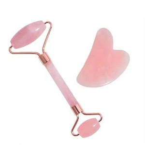 Pink Green Blue White Black Purple Red Grey <strong>Stone</strong> Face Roller Gua Sha Set Rose Quartz <strong>Jade</strong> Guasha Facial Skin Care Massage Tool - Product Image 3