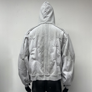 <span class=keywords><strong>Felpa</strong></span> di alta qualità con cappuccio imbottito e scolorita e imbottito con cappuccio in cotone 100% con cerniera in cotone con cappuccio pesante lavorato con Applique sunsbiadito - Product Image 3