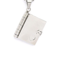 Collier avec pendentif livre ouvrable en acier inoxydable personnalisé pour couple, bijoux en acier inoxydable gravés avec des mots d'amour