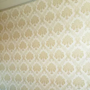 UDK Wallpaper PVC 3d Mewah, Pemasok Wallpaper Berperekat Timbul Garis Bertekstur Modern untuk Gulungan Dinding