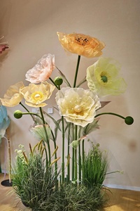 Conjunto de amapola gigante hecho a mano de gama alta de diseñador senior flores artificiales para accesorios de escenario decoración de boda fotografía - Product Image 3