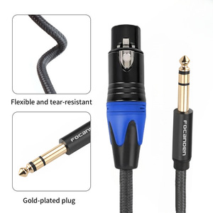Cable de audio estéreo macho de 6,35 mm a XLR hembra chapado en oro para conexión de micrófono y amplificador. - Product Image 1