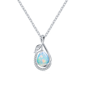 Collier avec pendentif en opale en forme de goutte d'eau en argent Sterling S925 pour femmes, chaîne de clavicule haut de gamme, cadeau de vacances, bijoux élégants en argent - Product Image 1