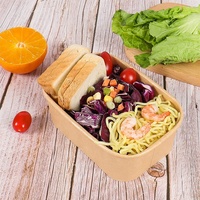 Boîte d'emballage alimentaire en papier kraft rigide jetable, biodégradable, écologique, résistante à la graisse, personnalisée pour les sushis, les nouilles, les chips de pommes de terre