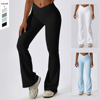 Pantalon évasé de yoga taille haute croisé pour les sports de danse pour femmes pantalon large décontracté hanche levage Fitness Micro pantalon évasé