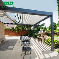 Pergola rétractable électrique en aluminium, toit à lamelles imperméable, entièrement automatique, motorisée, pare-soleil pliable pour terrasse extérieure, jardin