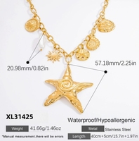 Collier avec pendentif en acier inoxydable pour l'industrie lourde, plaqué or 18 carats, en forme de soleil, avec breloque cœur et perle d'imitation