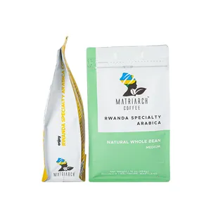 Custom Plastic Coffee Bags With Valve And Zipper Reusable kraft Eight Side Sealed Coffee Bags