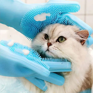 Fabricante al por mayor (paquete de 2) Magic Silicone Body guantes de baño para mascotas para Animal Perfect Bathe Shampoo Dog & Cat Brush Guantes - Product Image 2
